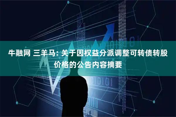 牛融网 三羊马: 关于因权益分派调整可转债转股价格的公告内容摘要