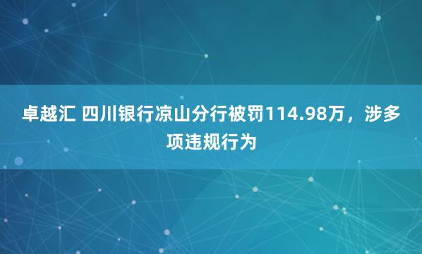 卓越汇 四川银行凉山分行被罚114.98万，涉多项违规行为